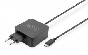 Ładowarka sieciowa DIGITUS zasilacz 1x USB-C PD 3.0 max. 65W zintegrowany kabel 1,2m czarna