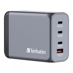 Ładowarka sieciowa Verbatim GaN GNC-240 3xUSB-C PD (140W+100W+65W) 1xUSB-A QC 3.0