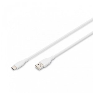 Kabel zasilający DIGITUS silikonowy USB-A - USB-C, USB 2.0 60W, 0,5m biały