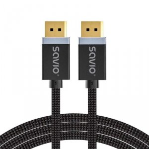 Kabel DisplayPort v1.4 Savio CL-176 (M/M), 8K, 3m, miedź, bawełniany oplot, czarny