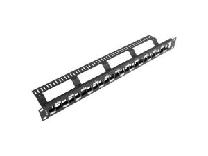 Patch panel pusty Lanberg PPKS-1224-B 24 port 1U 19 naprzemienny z organizerem do modułów keystone czarny