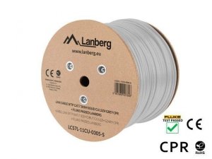 Kabel SFTP Lanberg kat. 7 305m drut CU szary CPR+ fluke passed