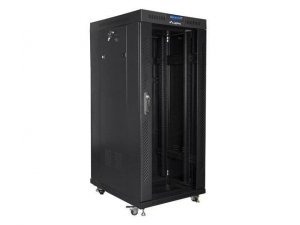 Szafa instalacyjna Rack stojąca 19 27U 600x800 czarna drzwi szklane LCD Lanberg (flat pack)