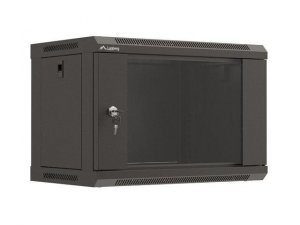 Szafa instalacyjna Rack wisząca 19 6U 540x350 czarna Drzwi przeszklone Lanberg (flat pack)