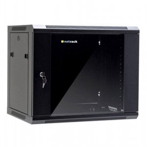 Szafa wisząca 19 Netrack, 9U/600x450mm – czarny, drzwi szklane, otwierane boki