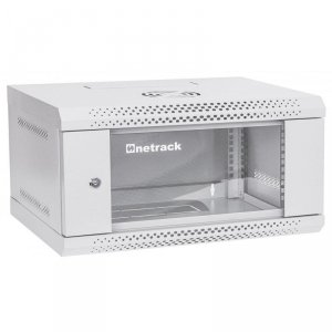 Szafa wisząca RACK 19 4U, 400mm, Netrack ECO-Line, szara, drzwi przeszklone