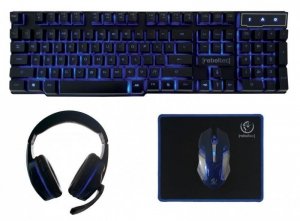 Zestaw przewodowy klawiatura + mysz + pad + słuchawki Rebeltec SHERMAN Gaming USB czarny podświetlany - USZ OPAK