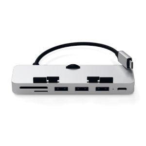 Satechi Aluminum Type-C Clamp Hub Pro - aluminiowy Hub do iMac 2017/2019/2020 USB-C (USB-C, 3x USB-A, czytnik kart micro/SD) (si