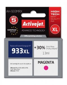 Activejet AH-933MRX Tusz (zamiennik HP 933XL CN055AE; Premium; 13 ml; czerwony)