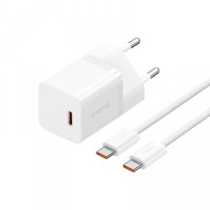 Ładowarka Baseus GaN5 mini 1C 30W EU+kabel USB-C (moon white)
