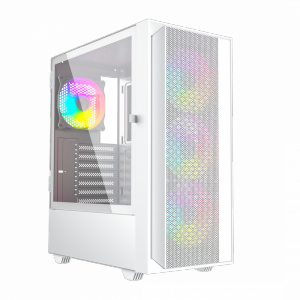 GEMBIRD OBUDOWA FORNAX 4000W MIDI-TOWER (2X USB 3.0, 1X USB 2.0, HD AUDIO, SZKLANY PANEL BOCZNY, PODŚWIETLENIE ARGB) BIAŁA