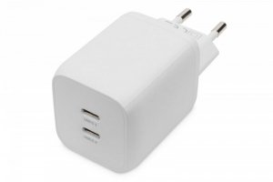 Digitus Ładowarka sieciowa, zasilacz GaN 2x USB-C PD 3.0 max. 65W, biała