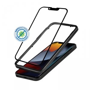 CRONG Szkło ochronne Anti-Bacterial 3D Armour Glass iPhone 16e / iPhone 14 / iPhone 13 / iPhone 13 Pro z ramką instalacyjną