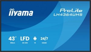 IIYAMA Monitor 43 cale LH4364UHS-B1AG 24/7,VA,ANDROID14,4K,500cd,4000:1,2xHDMI,USB-C,RJ45, RS-232c, IR, 2x10W, 2xUSB, UCHWYT ŚCI