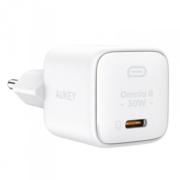 Ładowarka sieciowa Aukey PA-B1L GaN, USB-C, PD 30W biała