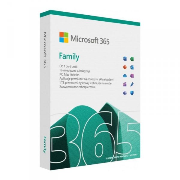 Oprogramowanie Microsoft 365 Family PL P10 1Y 6Users Win/Mac Medialess Box - USZ OPAK