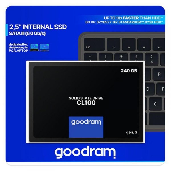 Dysk SSD GOODRAM CL100 240GB SATA III 2,5&quot; GEN.3 (520/400 MB/s) 7mm