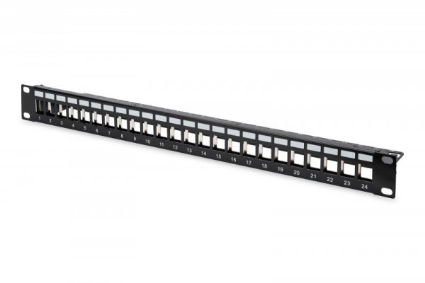 Patch panel pusty DIGITUS 19&quot; 24 port 1U do modułów keystone (RAL 9005)