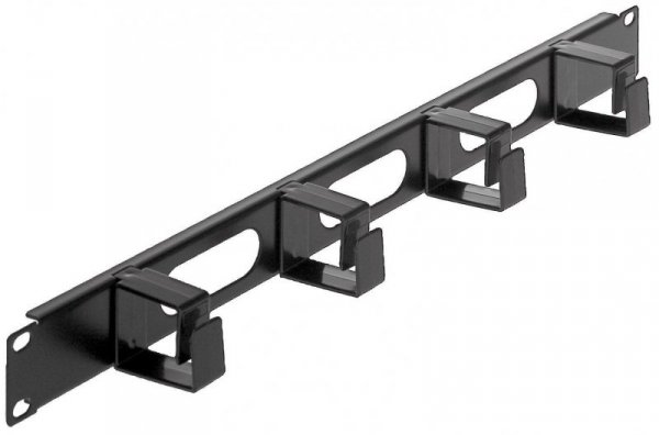 Organizer kabli Intellient Rack 19&quot; 1U, 4 uchwyty 45x60mm, czarny
