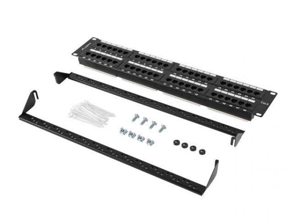 Patch panel Lanberg PPU6-2048-B 48 port 2U 19&quot; kat.6 czarny