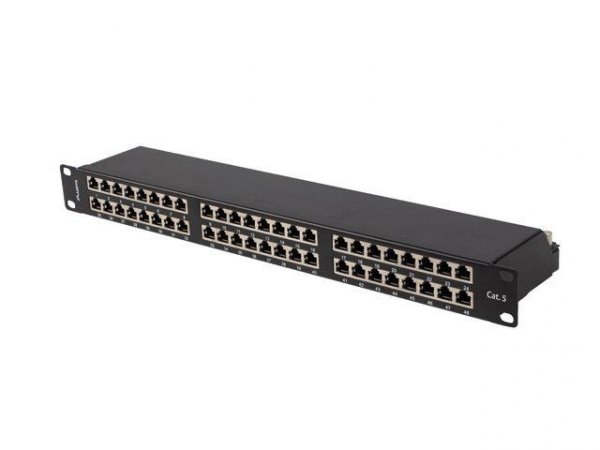 Patch panel Lanberg PPS5-1048-B 48 19&quot; port 1U kat.5E FTP ekranowany czarny