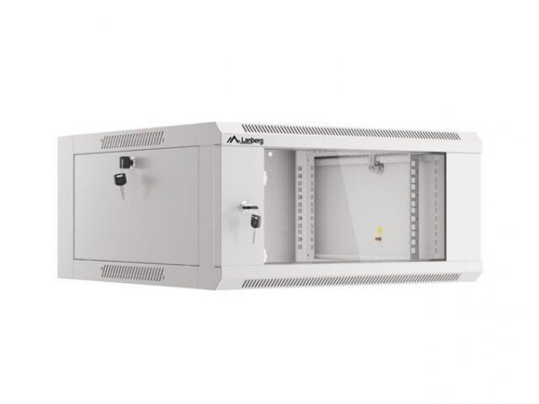Szafa instalacyjna Lanberg rack wisząca 19&quot; 4U 600 drzwi szklane szara (złożona)