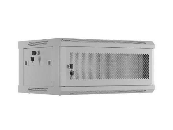 Szafa instalacyjna Lanberg rack wisząca 19&quot; 4U 600x450 drzwi perforowane szara (flat pack)