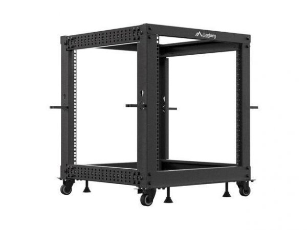 Stojak open rack Lanberg 19&quot; 12U 600x600-1100 regulowany czarny