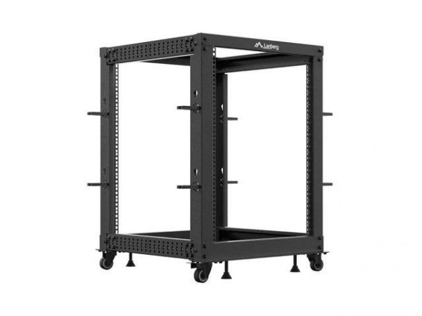 Stojak open rack Lanberg 19&quot; 15U 600x600-1100 regulowany czarny