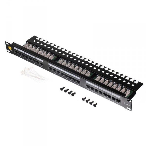 Patch panel 19&#039;&#039; Netrack 24-porty kat. 6 UTP,  z półką