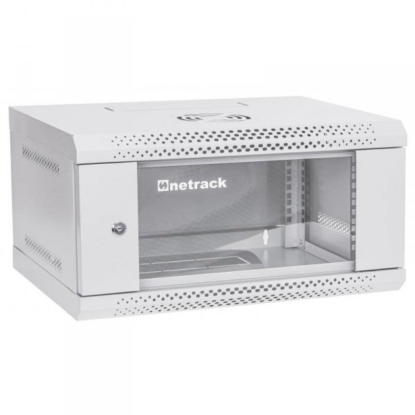 Szafa wisząca RACK 19&quot; 4U, 400mm, Netrack ECO-Line, szara, drzwi przeszklone