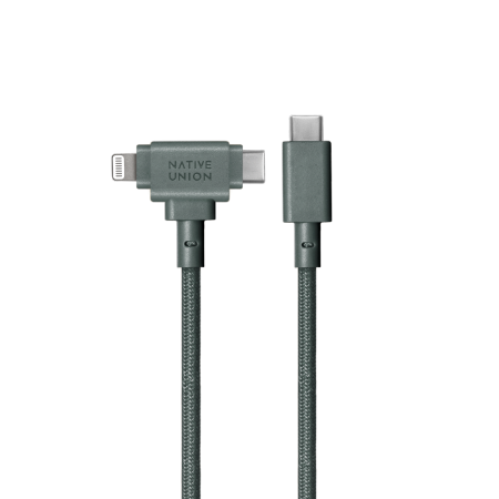 Native Union Belt Cable Duo - kabel USB-C - USB-C / lightning, 1,5 m (slate green)