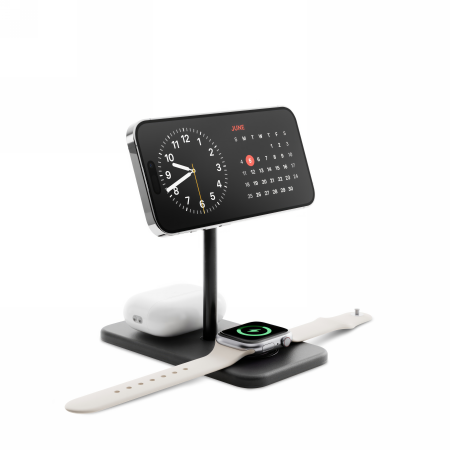 Twelve South HiRise 3 Deluxe (2024) - stojąca ładowarka bezprzewodowa Qi2 do trzech urządzeń kompatybilna z MagSafe (black)