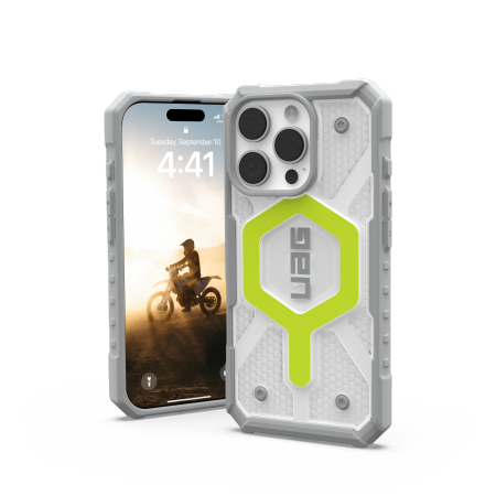 UAG Pathfinder Clear Magsafe - obudowa ochronna do iPhone 16 Pro kompatybilna z MagSafe (active neon)