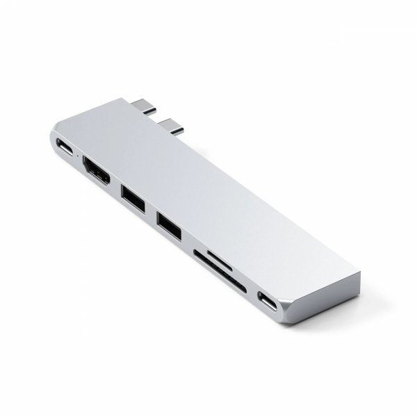 Satechi Pro Hub Slim - aluminiowy hub z podwójnym USB-C do MacBook (USB 4, HDMI, 2x USB-A, SD/microSD, USB-C) (silver)