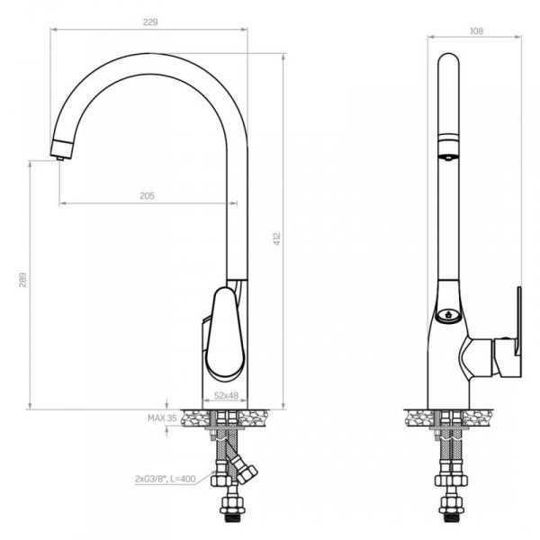 System filtrujący wodę kranową Dafi Flow Comfort D-1 z baterią trójdrożną COMO (chrom)