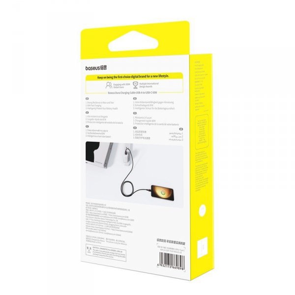 Kabel Baseus Dura USB-Typ C 60W 1m (czerwono-czarny)