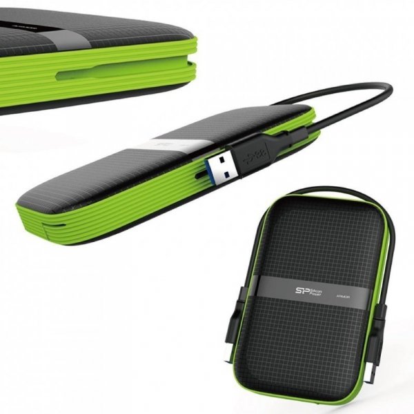 Dysk zewnętrzny HDD Silicon Power Armor A60 (2TB; 2.5&quot;; USB 3.2; 5400 obr/min; Green-Black; SP020TBPHDA60S3K)