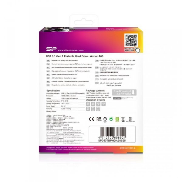 Dysk zewnętrzny HDD Silicon Power Armor A60 (5TB; 2.5&quot;; USB 3.2; 5400 obr/min; Green-Black; SP050TBPHDA60S3K)