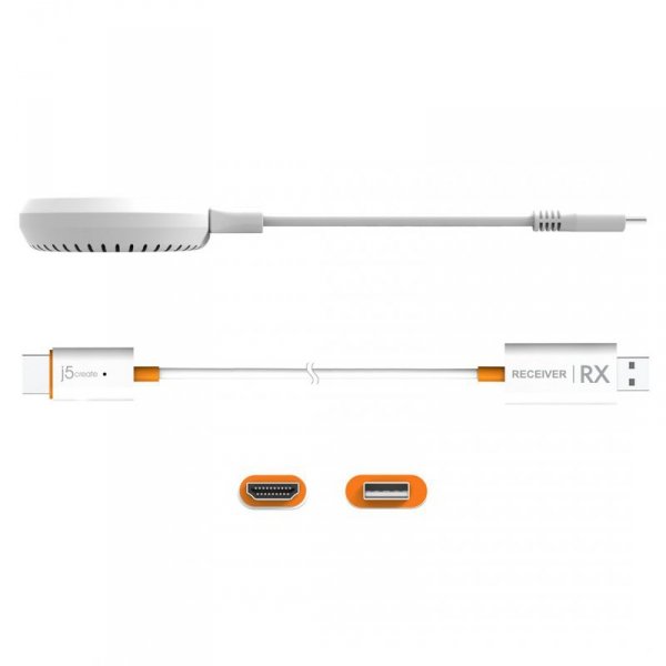 Nadajnik i odbiornik audio/video bezprzewodowy j5create ScreenCast USB-C Wireless Display HDMI Extender; kolor biały JVAW62-N