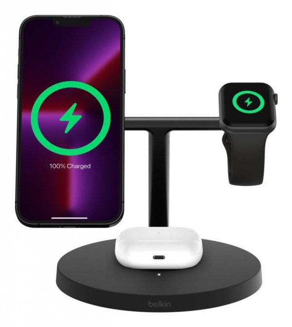 BELKIN BOOSTCHARGE PRO 3IN1 MAGSAFE 15W QI2,CZARNA