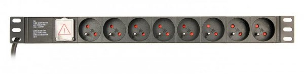 GEMBIRD LISTWA ZASILAJĄCA RACK 19&quot; PDU EG-PDU-014-F 1U, 16A, 8X FRANCUSKIE GNIAZDO, WTYK SCHUKO, KABEL 3M