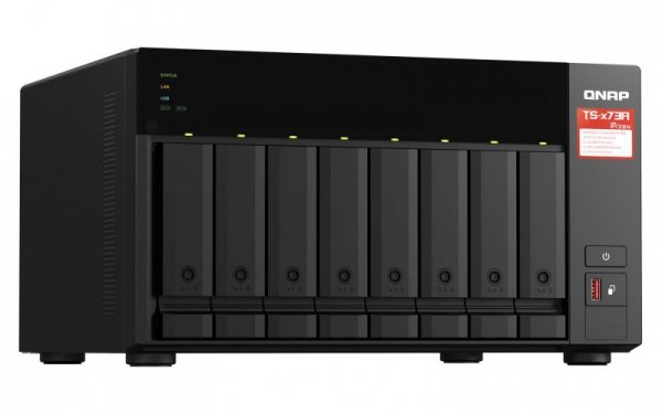 Zestaw Qnap TS-873A-SW5T (TS-873A-8G + switch QSW-1105-5T 5x2.5GbE), Tower, 8 x 2.5&quot;/3.5&quot; SATA, AMD Ryzen V1500B 4C/8T
