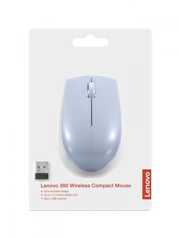 Mysz optyczna Lenovo Compact 300, bezprzewodowa błękitna