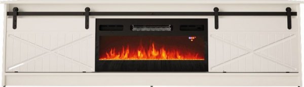 Szafka RTV GRANERO+kominek 200x56,7x35 biały/biały połysk