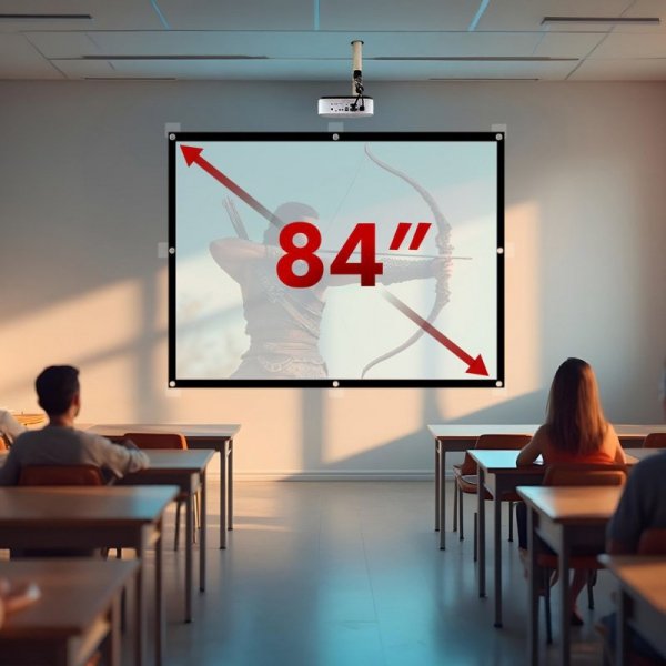 MACLEAN EKRAN PROJEKCYJNY 84&quot;, 175X131CM, , OBRAMOWANIE 25MM 4:3, HACZYKI DO NACIĄGU MC-166