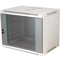 Q-LANTEC Szafa rack wisząca 19&quot; 18U 600x450, drzwi szklane, kolor szary