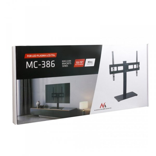 MACLEAN UNIWERSALNY STOJAK DO TV NA SZAFKĘ RTV PODSTAWKA, MAX. 40KG, MAX. VESA 600X400, DLA TV 32-75&quot; MC-386