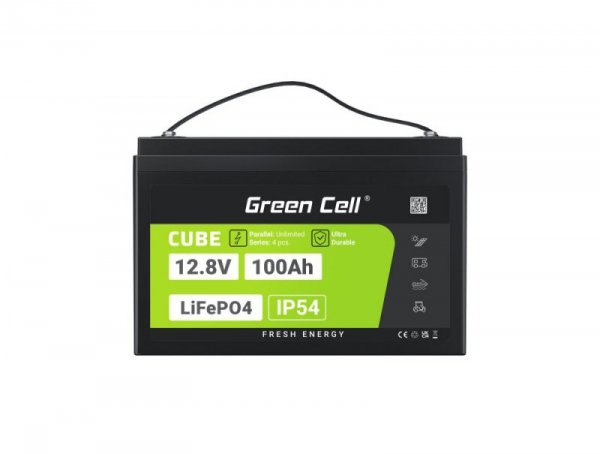 GREEN CELL AKUMULATOR LIFEPO4 CUBE 100AH 12V/12.8V 1280WH LFPGC12V100AH
