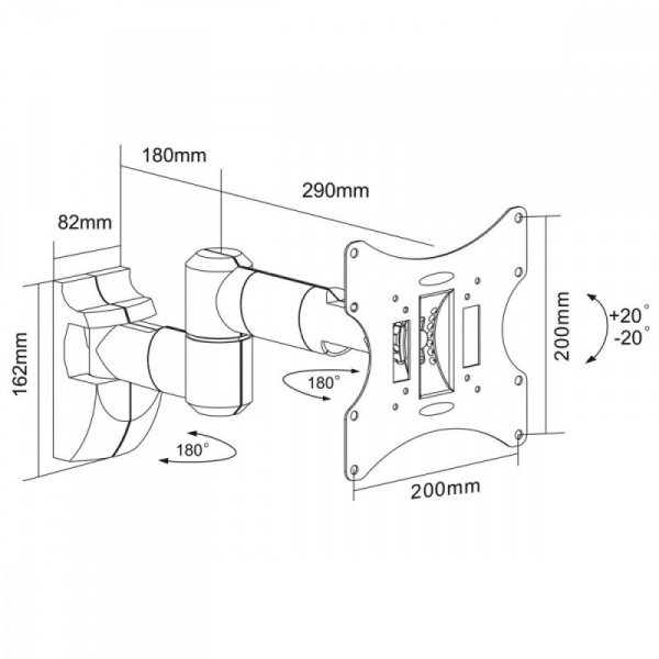 Maclean Uchwyt do telewizora  lub  monitora 23-42&quot; 30 kg uniwersalny  MC-503A B czarny max vesa 200x200